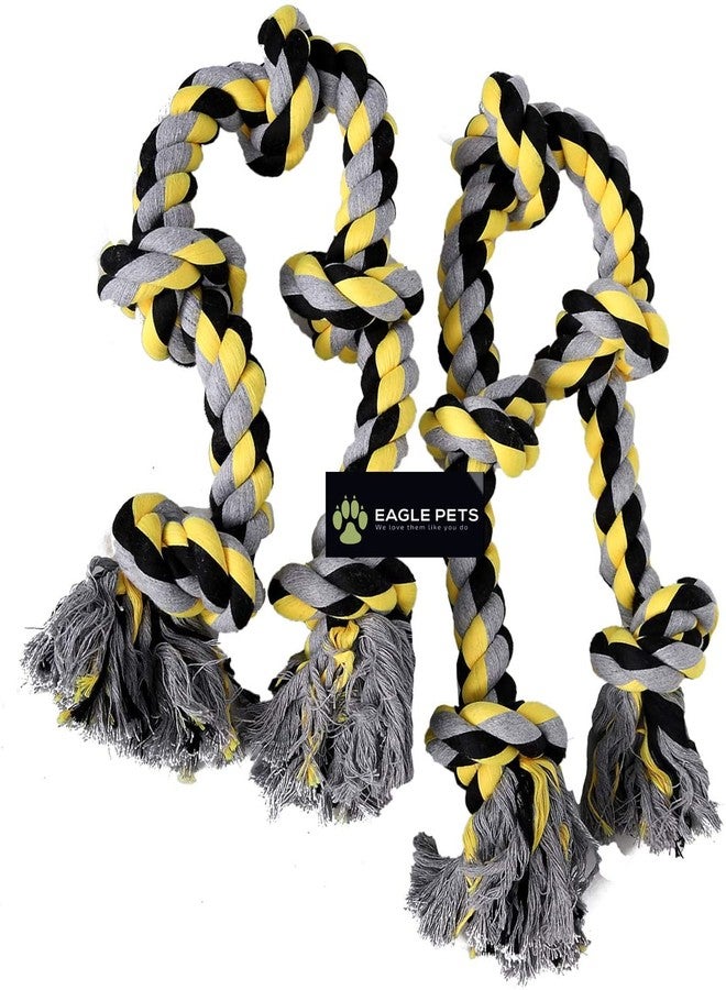 Eagle Pets Combo of 2 Large Dog Rope Tug of War Toys 5 Knot Durable Chew Toy Pack of 2 for Aggressive Chewers (Color May Vary) - Image 1